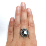 Blue Topaz Square Poison Box Silver Ring