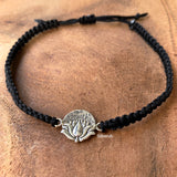 Sterling silver Nazarbattu anklet with mindful BREATHE engraving