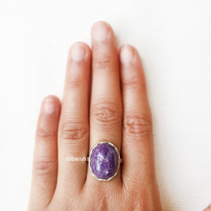 Charoite Knotted Silver Ring