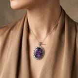 Charoite Silver Ornamental Pendant
