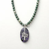 Charoite & Tree Agate Silver Necklace