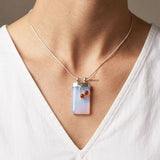 925 sterling silver Opalite and Carnelian rectangular pendant