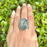 Chrysocolla Adjustable Silver Ring