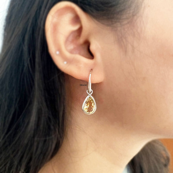 Facetted Citrine Earrings – Handmade 925 Silver Jewelry for Women