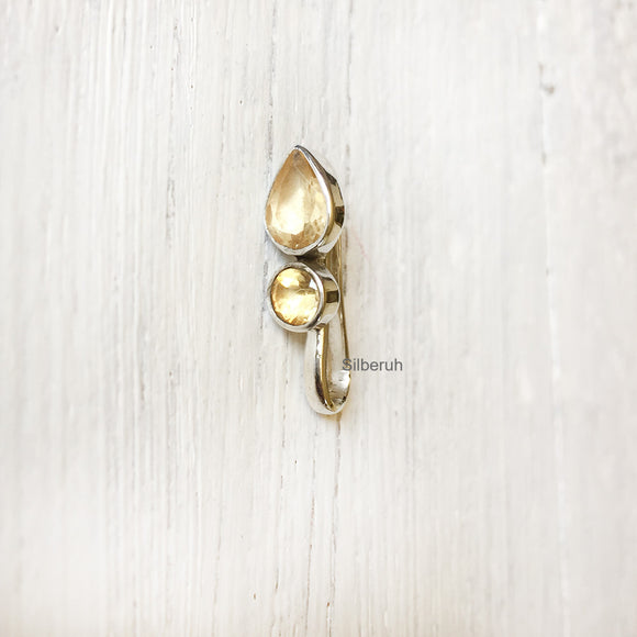 Citrine Drop Silver Nose Clip