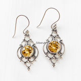 Citrine Facetted Silver Earring