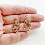 Citrine Facetted Silver Earring