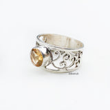 Citrine Filigree Silver Ring