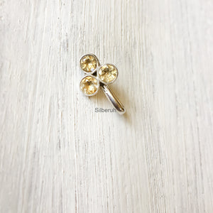 Citrine Flower Silver Nose Clip