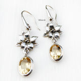 Citrine Orchid Flower Silver Earring