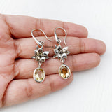 Citrine Orchid Flower Silver Earring