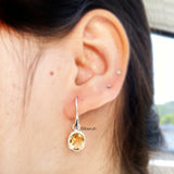 Citrine Oval Silver Earring