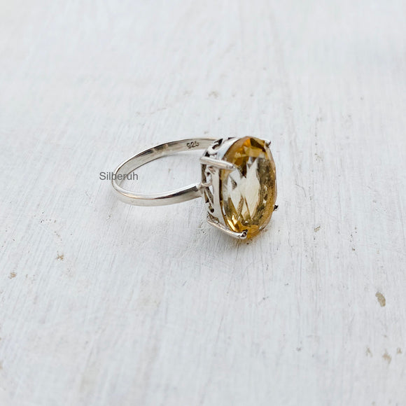 Citrine Oval Silver Ring