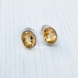 Handcrafted facetted Citrine stud earrings in 925 sterling silver