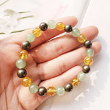 Citrine Pyrite Green Aventurine Beaded Bracelet