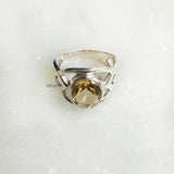 Citrine Silver Celtic Facetted Ring