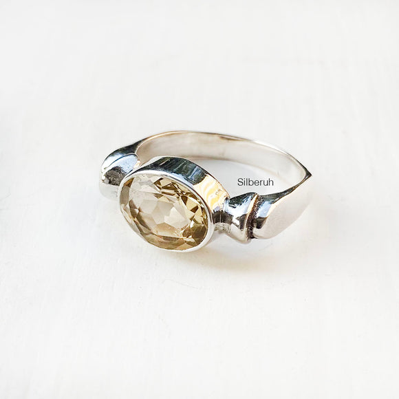 Citrine Silver Oval Ring