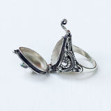 Citrine Teardrop Poison Box Silver Ring