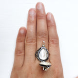 Citrine Teardrop Poison Box Silver Ring