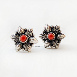 Coral Silver Stud