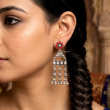 Handcrafted 925 coral and pearl silver earrings with parrot motif