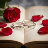 romantic silver band ring love inscription