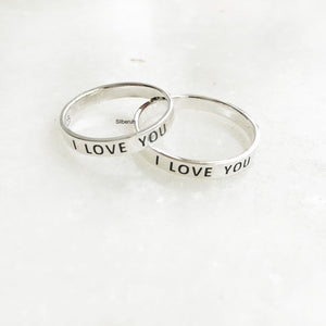 Couple 'I Love You' Silver Rings