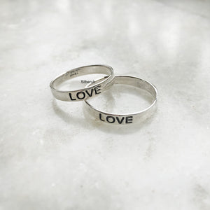 Couple 'Love Hope Faith' Silver Band Ring