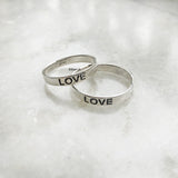 Couple 'Love Hope Faith' Silver Band Ring