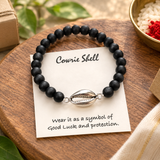 Cowrie Shell Karungali Silver Bracelet