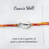925 silver cowrie shell rakhi with message card