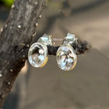 Crystal Quartz 925 Silver Stud Earrings – Natural Clear Stone