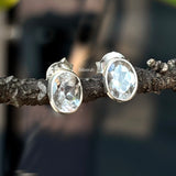 Minimal Crystal Quartz Stud Earrings in Sterling Silver