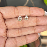 Handcrafted Clear Quartz Stone Studs in 925 Solid Silver