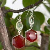 Crystal Quartz & Honey Onyx Silver Earring