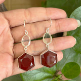 Crystal Quartz & Honey Onyx Silver Earring