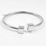 Cube Silver Bangle