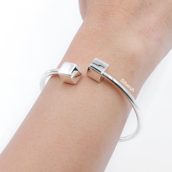 Cube Silver Bangle