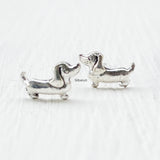 Dachshund Dog Silver Stud