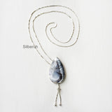 Dendrite Agate Drop Silver Necklace