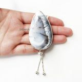 Dendrite Agate Drop Silver Necklace