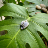 Inverted drop sterling silver pendant featuring natural Merlinite Agate