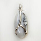 Dendrite Agate Marquise Silver Pendant