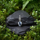 Handcrafted 925 sterling silver Dendrite Agate Infinity Knot pendant by Silberuh