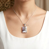 Natural Dendrite Agate sterling silver pendant close-up view