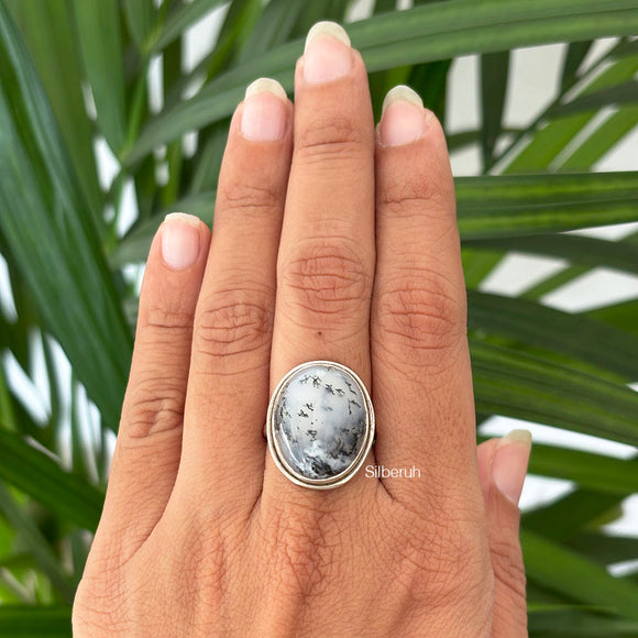 Dendrite Agate Silver Ring