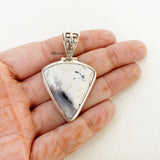 Dendrite Agate Triangular Silver Pendant