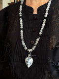 Natural Dendrite Agate Silver Necklace for Women