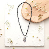 Dendrite Agate & Snowflake Obsidian Tree of Life Silver Necklace