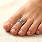 Diamond Silver Adjustable Toe Ring